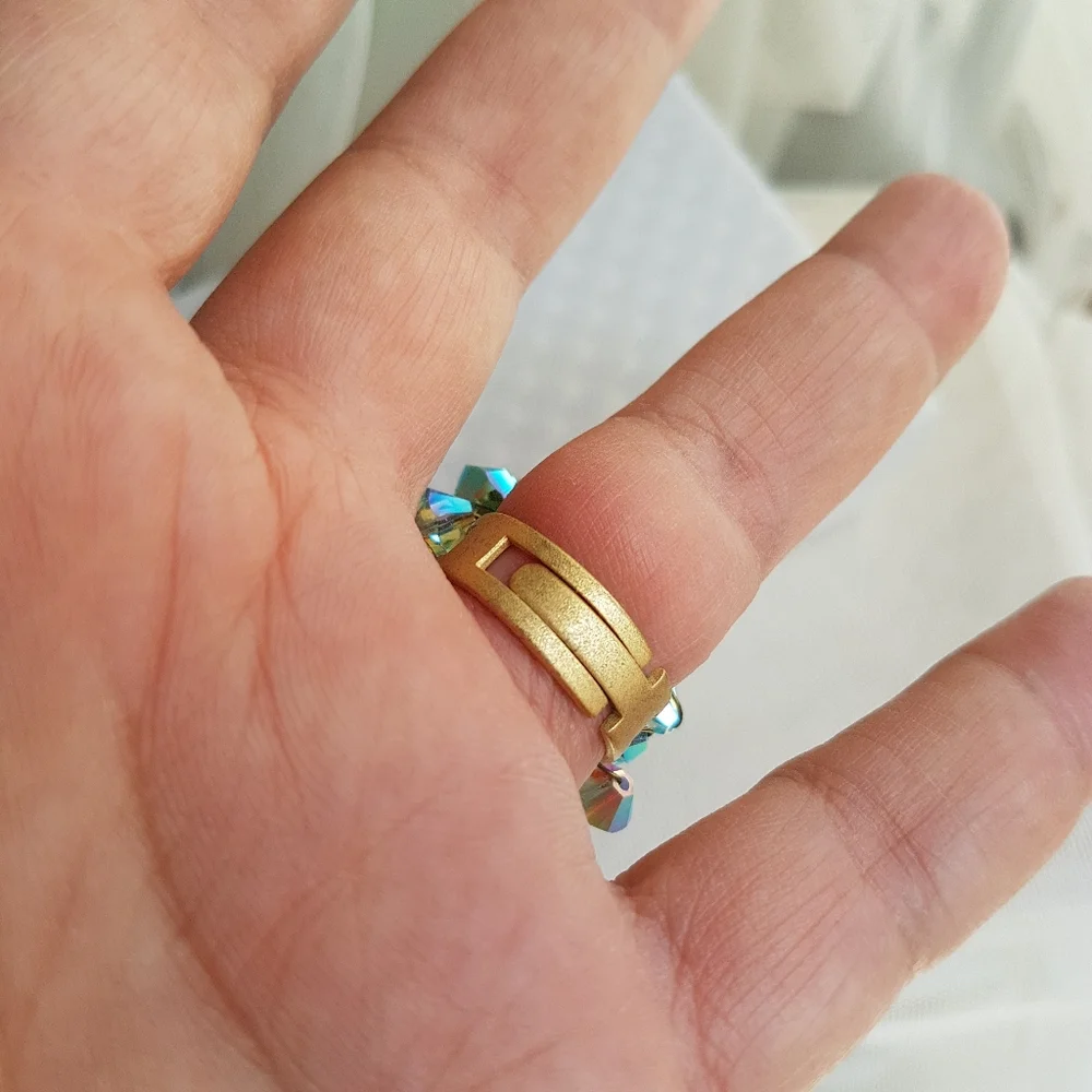 Swarovski Elements Large Turquoise Blue Cluster Statement Ring Handmade NEW